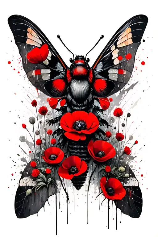 Moth And Wild Poppies