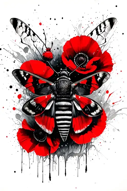 Moth And Wild Poppies