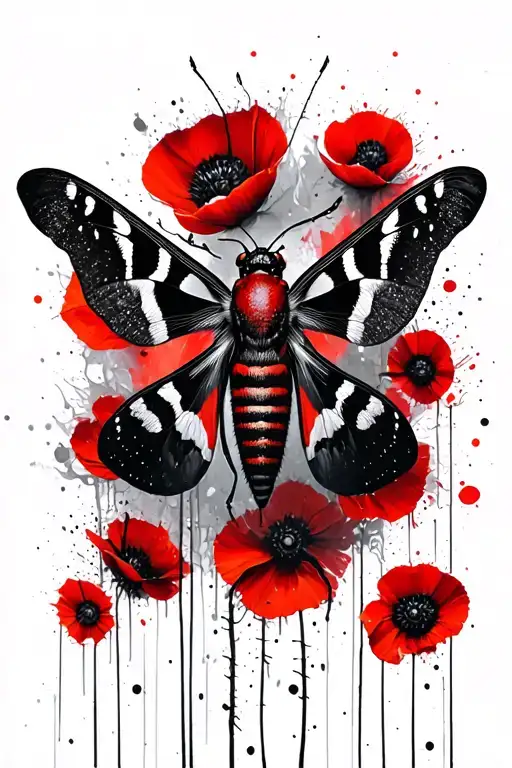 Moth And Wild Poppies