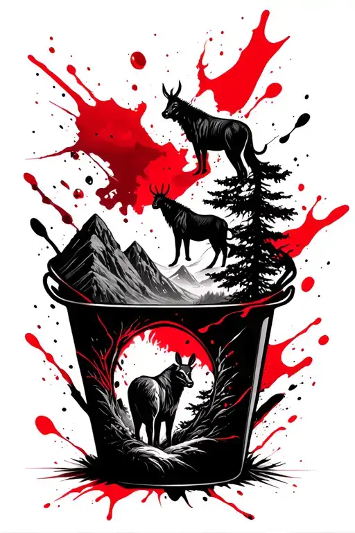 Mountian Scene With Animals Hidden Within