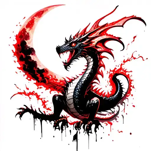 Moon Behind A Dragon Breathing Fire