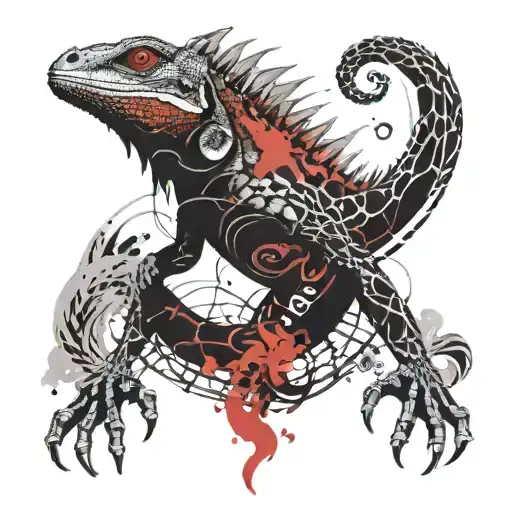 Red And Black Smoke Iguana