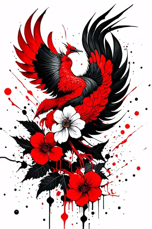 Japanese Cherry Flower Phoenix