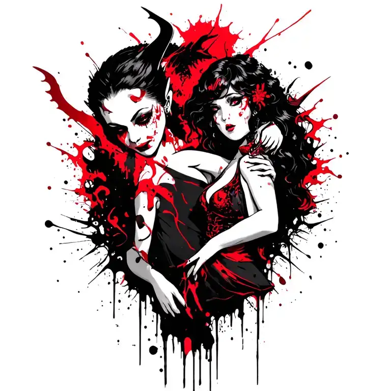 Demon Holding Pretty Girl