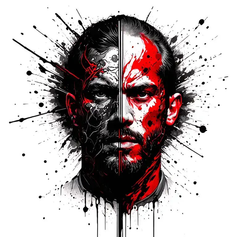 A Man At War Inside His Own Head One Side Good One Side Bad