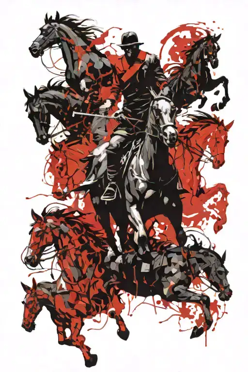 4 Horsemen Theme With 6 Riders Backround Forest