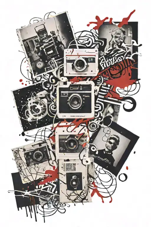 4 Pictures From Polaroid With Murder Scenes Engraved