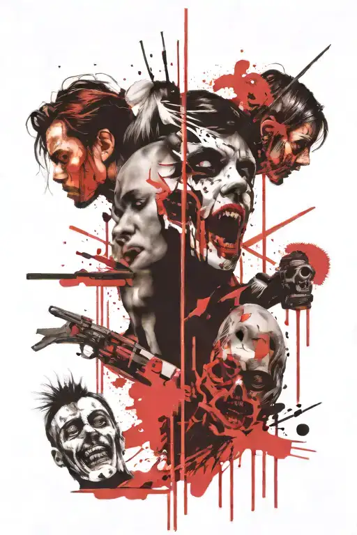 4 Printed Pictures With Crimes Scenes Or Corpses