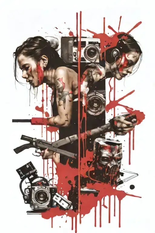 4 Polaroid Pictures With Crime Scenes