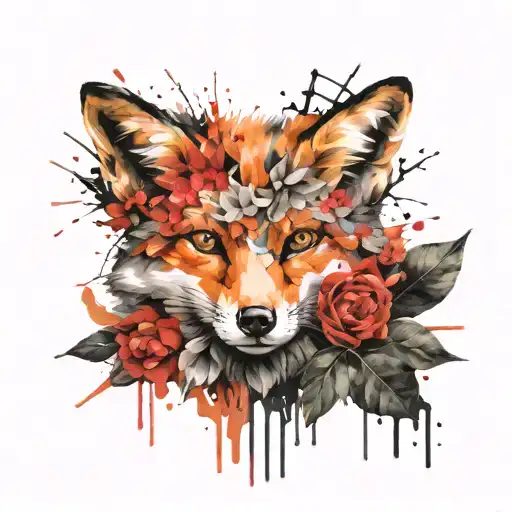 Fox Surrounded By Flowers