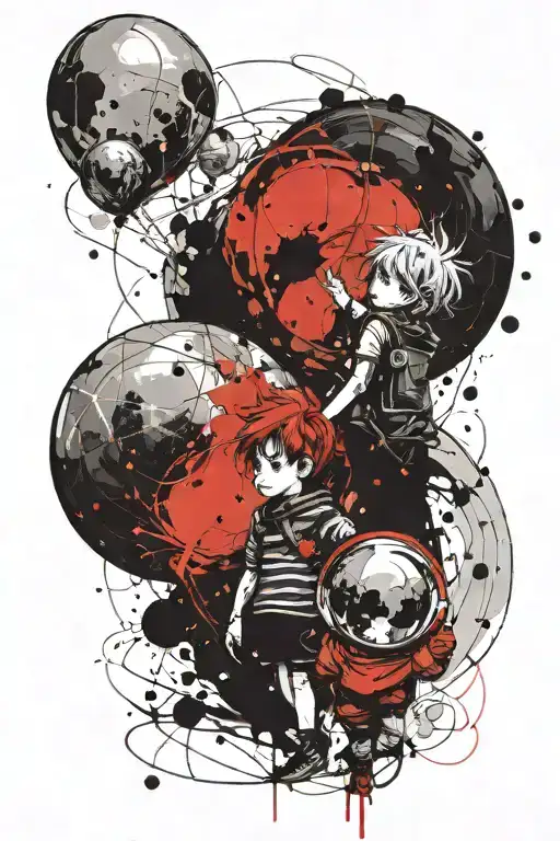 Two Children Holding Balloons In The Shape Of Planets