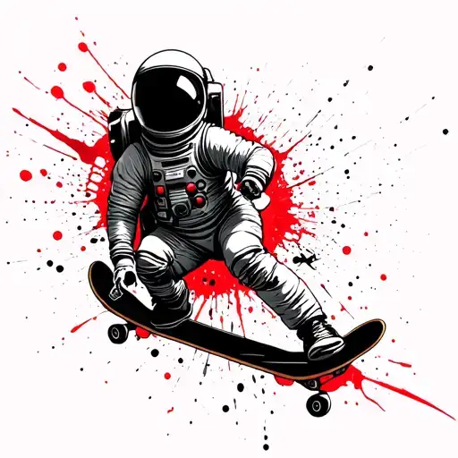 Skateboarding Astronaut Riding A Fibonacci