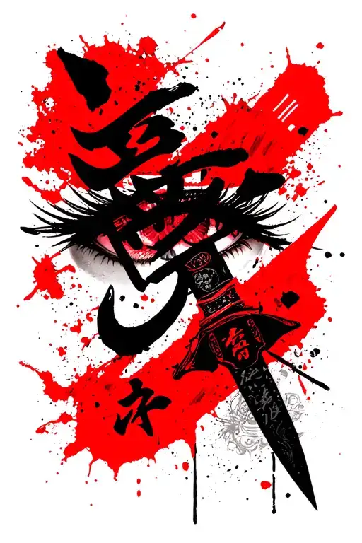 Roronoa Zoro Eyes In Tanto Blade With Kanji