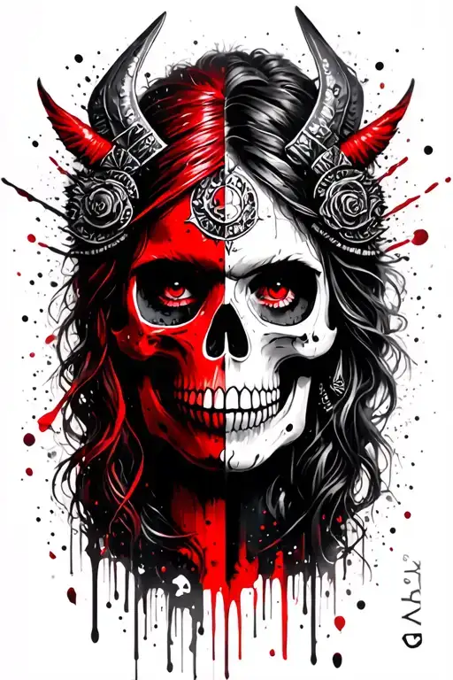 Norse Goddess Hella Portrait Half Skull Face