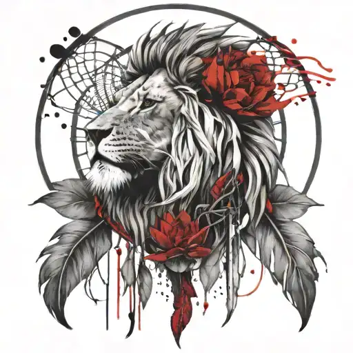 Lion Head With Lotus Flower Dreamcatcher