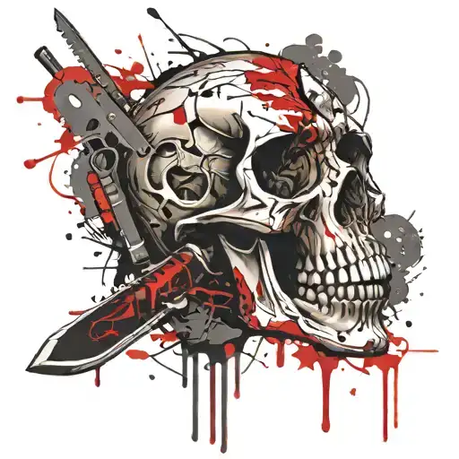 Skull With Knife