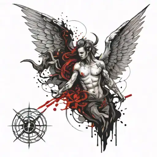 Full Arm Tattoo Design Depicting Angels With Demons