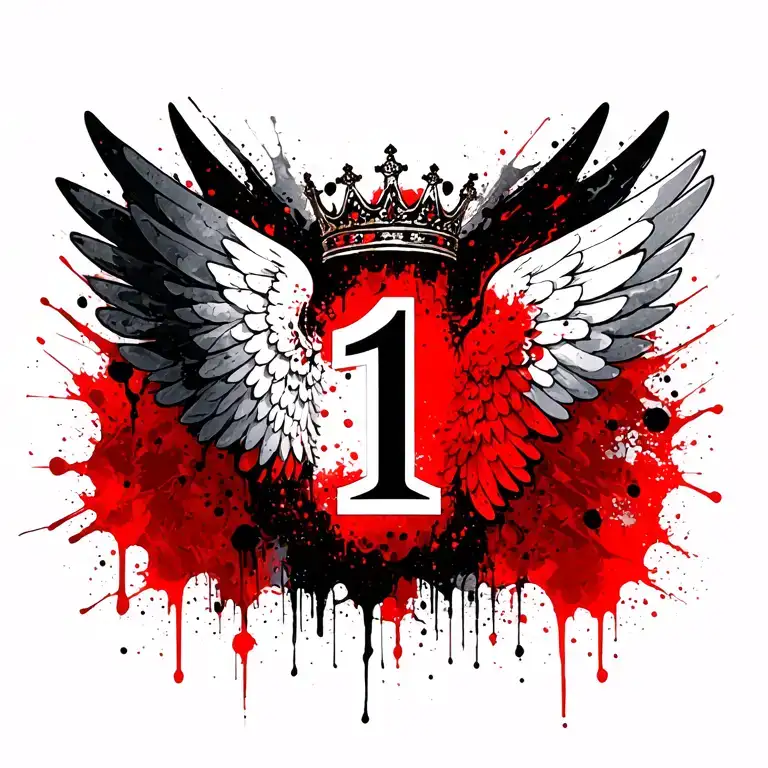 A Wing Attached With Number 1 In The Middle Of The Wing And With A Crown Above The Number 1