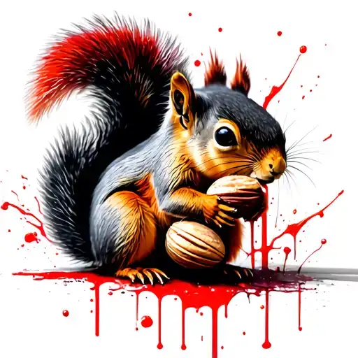 Squirrel Holding A Walnut