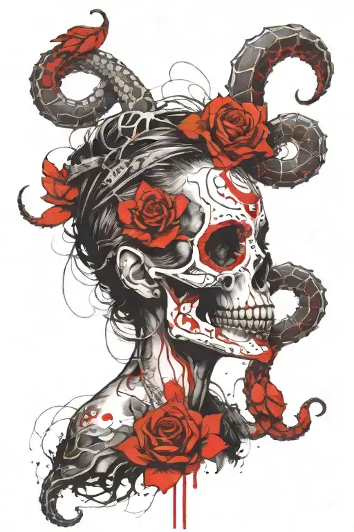 Skull Snake Girl Side Profile