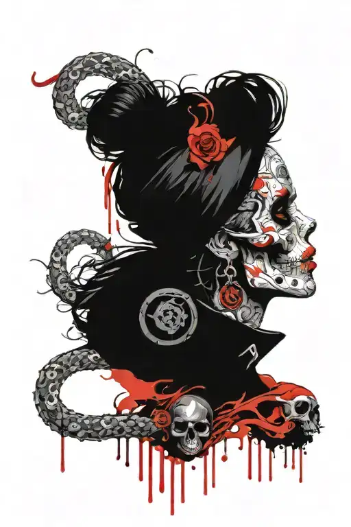 Skull Snake Girl Side Profile