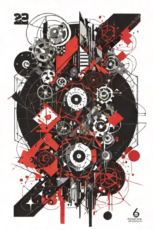 Line Work With Geometrical Shapes And Numbers