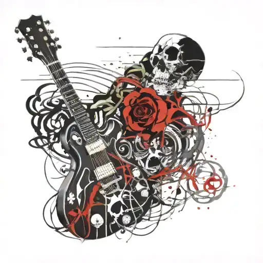 Skull Guitar Intertwined