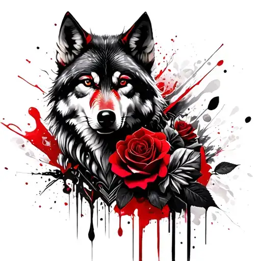 Warrior Princess With Wolf Blended By Roses