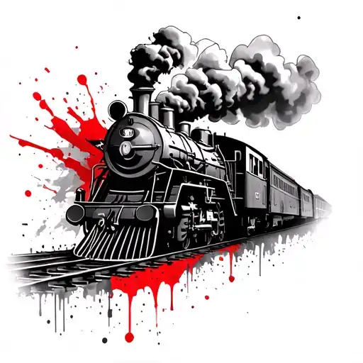 Steam Train Going On Tracks Fading