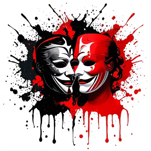 Two Theatre Masks Tragedy And Comedy One Above The Other