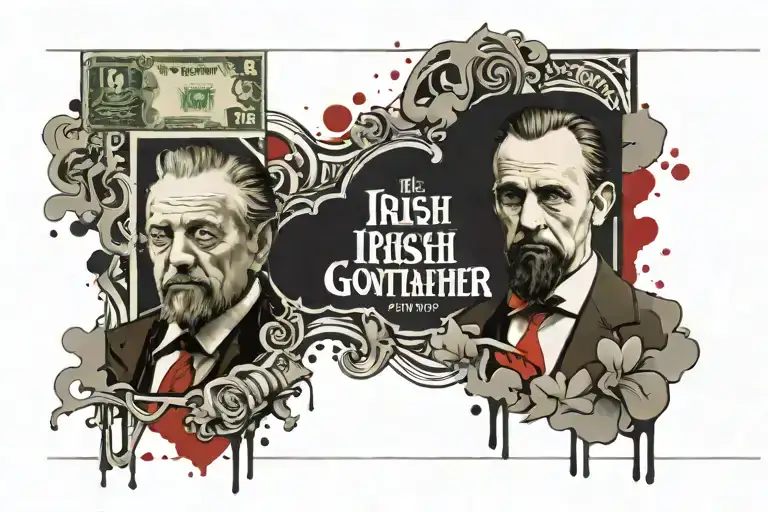The Inscription Irish Godfather On The Sides Of The Card Money Two Barrels And A Quatrefoil