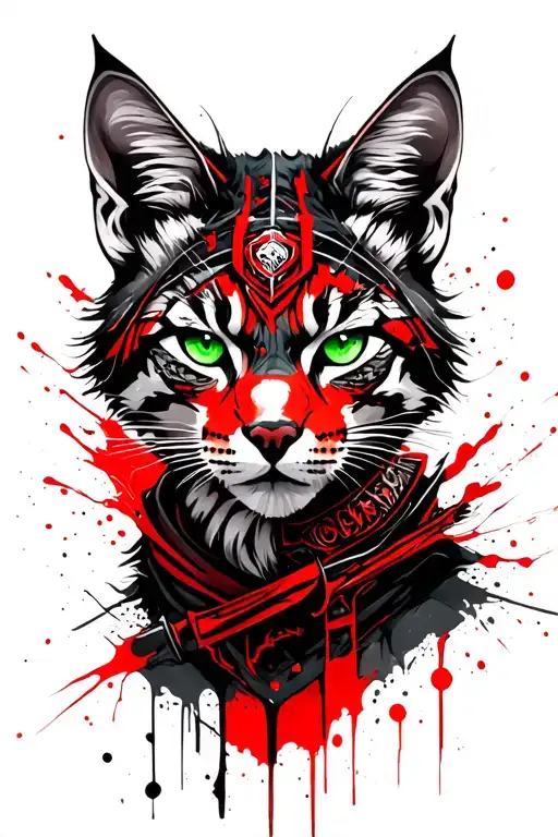 Samurai Lynx Warrior With Green Eyes
