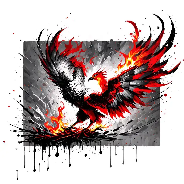 Fire Phoenix Rising From Ashes