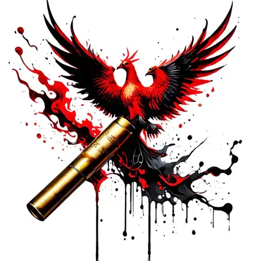 A Fired Shotgun Shell With Phoenix Rising From The Smoke