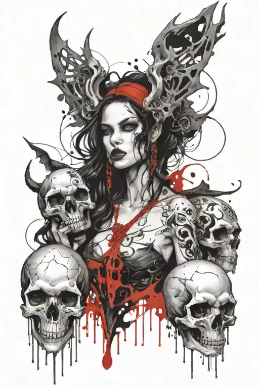 Succubus Holding A Skull