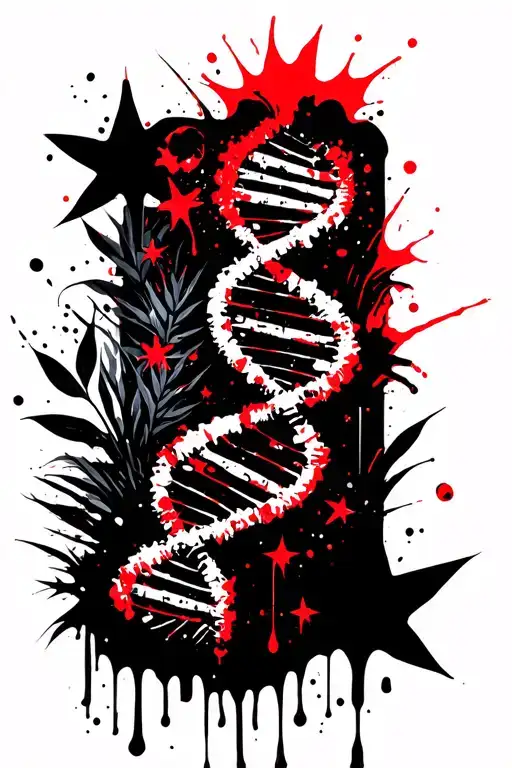 Dna Strand With Stars And Plants