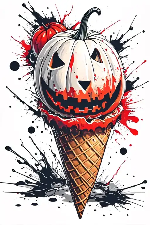 Pumpkin Ontop Of An Ice Cream Cone