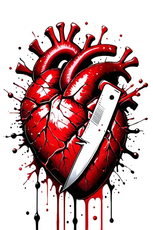 Shattered Broken Heart Stitched Back Together With A Knife Throw It Red In The Heart Black Around It
