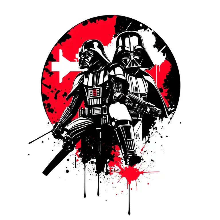 Tie Pilot And Darth Vader Action Pose