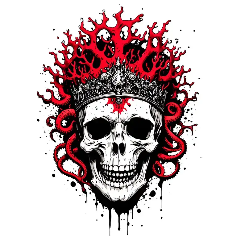 King Of Bones With A Coral Crown Surrounded By Tentacles