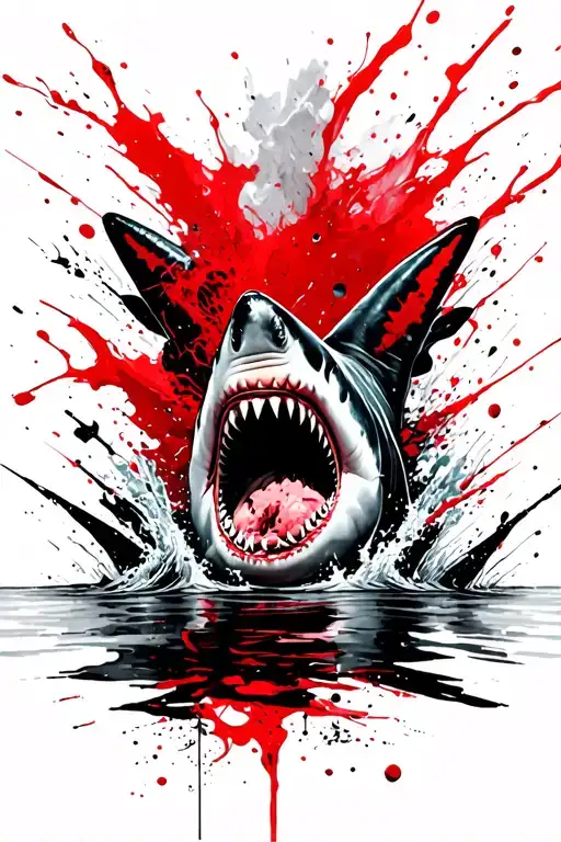 Red Water With Shark Emerging