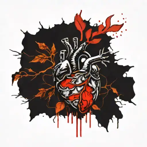 Human Heart In Hand Surrounded By Tree Branches