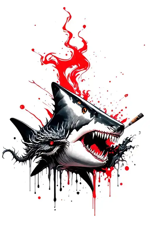 A Shark And Dragon Smoking A Blunt