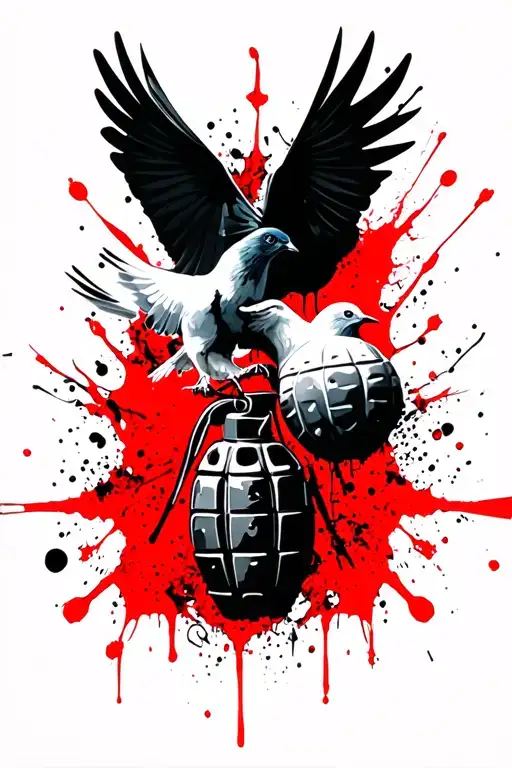 Dove With Grenade Intertwined