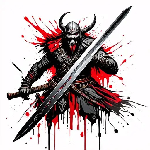 Dead Viking Warrior Wielding A Sword