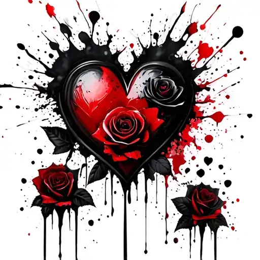 Black Roses Dark Gothic Heart Shaped Spots
