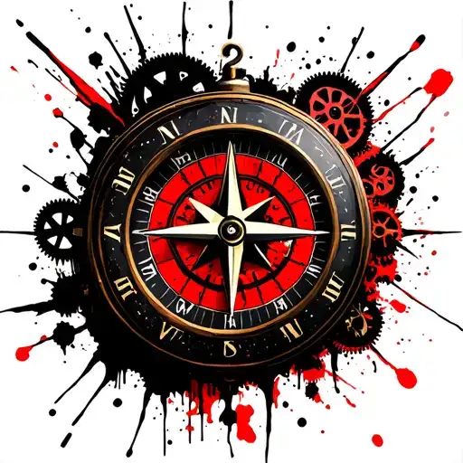 Compass Clock With Gears Incorporated