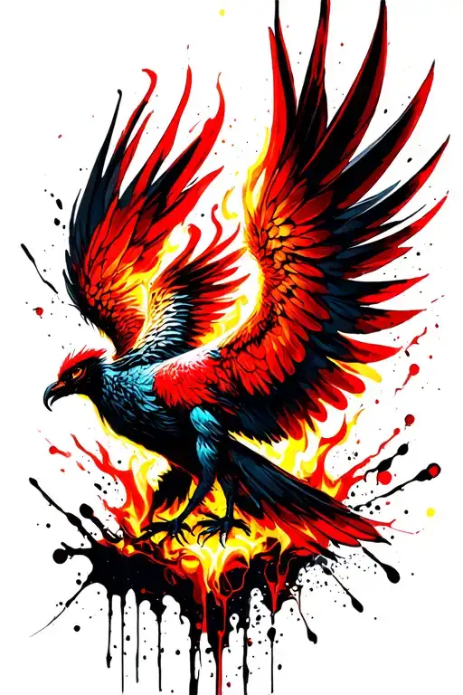 Phoenix Rising From Flames