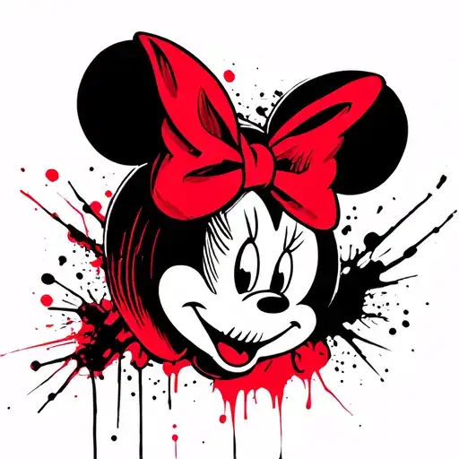 Creepy Minnie Head Drawing Style