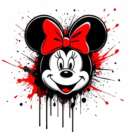 Minimalist Creepy Minnie Head Drawing Style
